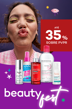 Promoção em produtos de beleza com desconto de até 35% sobre preço de Venda ao Público Recomendado
